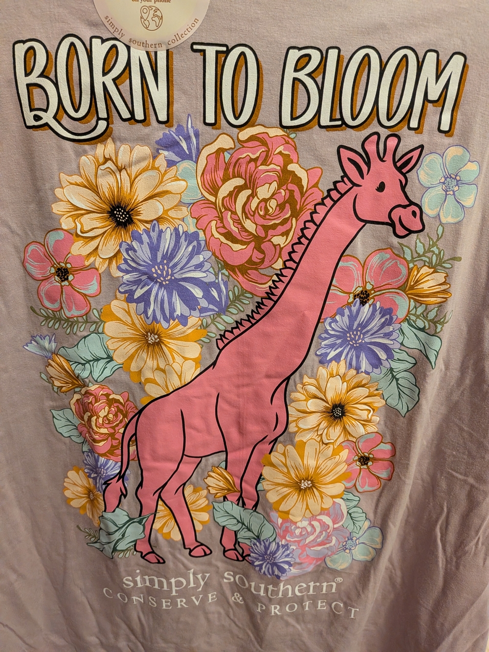 Simply Southern Giraffe Tracking 'Born to Bloom' Graphic Tee - Picture 7 of 7